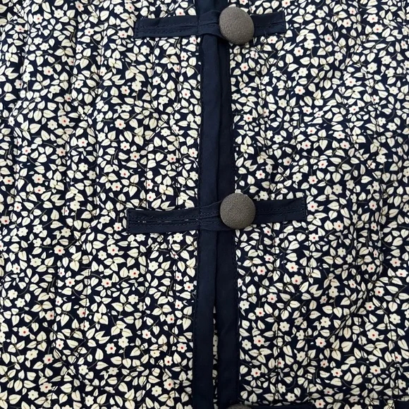 Handmade Navy Blue Floral Quilted Vest Cottage Core - Picture 3 of 5